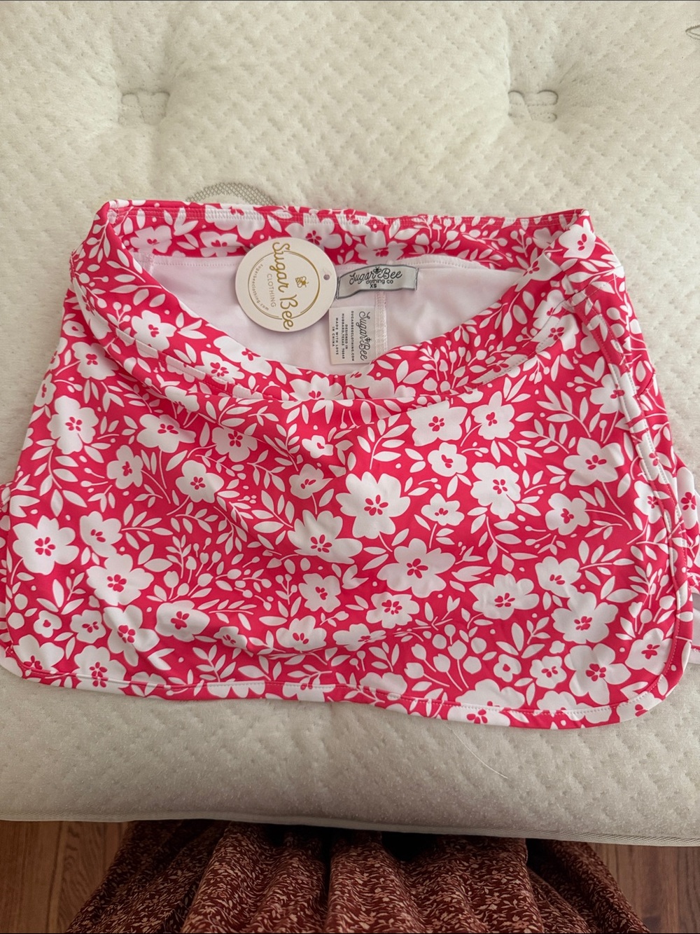 Pink Floral Swim Skirt with Built-In Liner